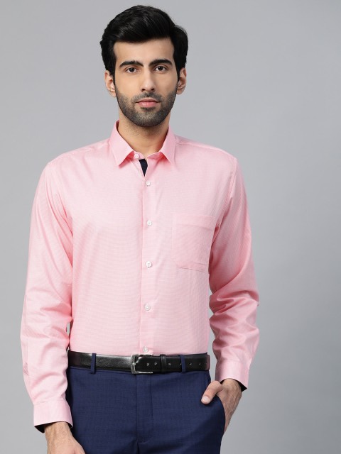 

Louis Philippe Men Pink Slim Fit Houndstooth Patterned Formal Shirt