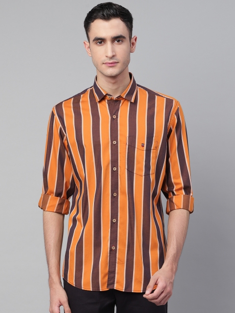 

Louis Philippe Sport Men Rust Orange & Brown Slim Fit Striped Casual Shirt
