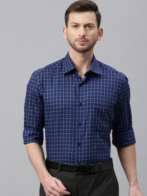 

Louis Philippe Men Blue Regular Fit Checked Formal Shirt