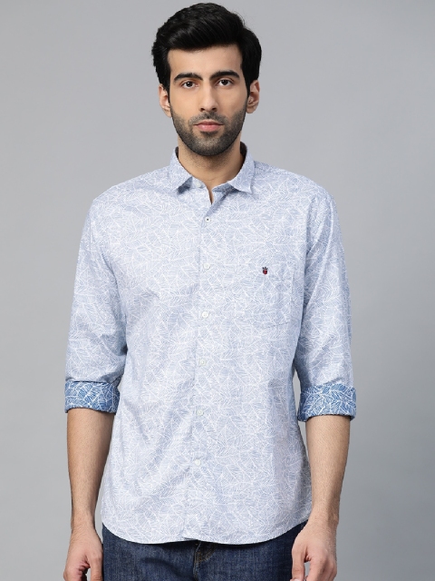 

Louis Philippe Sport Men White & Blue Slim Fit Leaf Printed Casual Shirt