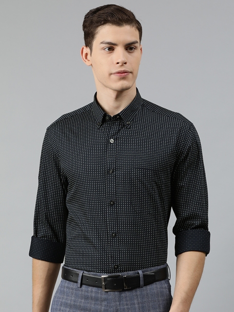 

Louis Philippe Men Black & Green Slim Fit Printed Formal Shirt