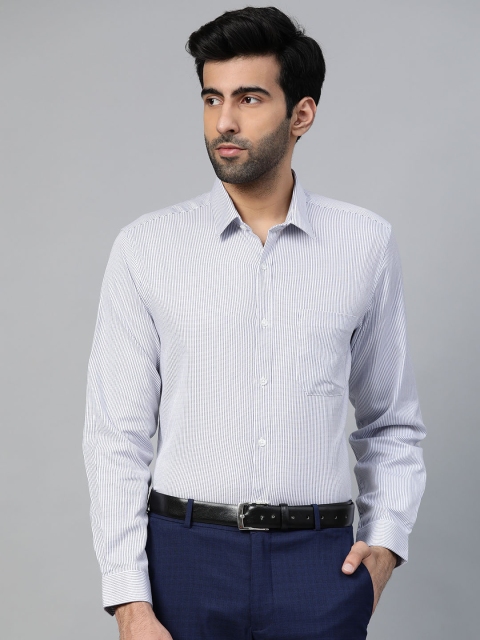 

Louis Philippe Men Navy Blue & White Slim Fit Striped Formal Shirt