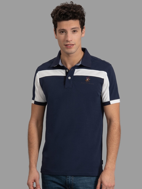 

Beverly Hills Polo Club Men Navy Blue Colourblocked Polo Collar T-shirt