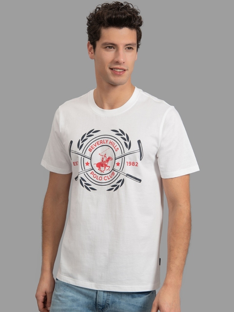

Beverly Hills Polo Club Men White & Black Brand Logo Print T-shirt