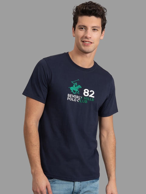 

Beverly Hills Polo Club Men Navy Blue Printed Round Neck T-shirt