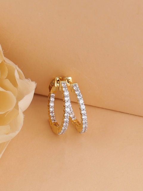 

Tistabene Gold-Plated & White Handcrafted Classic Hoop Earrings
