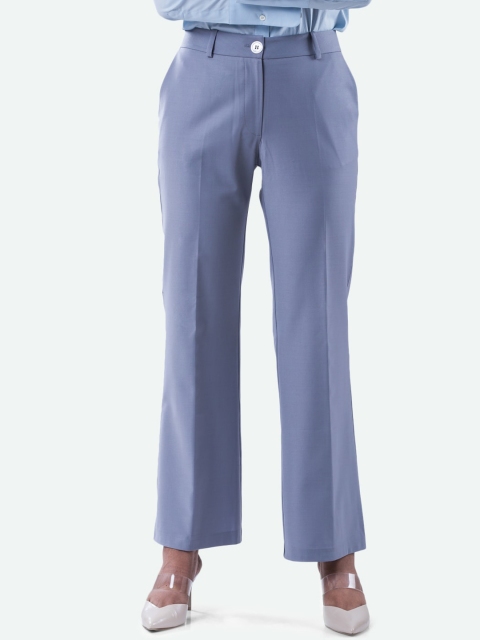 

QUA Women Grey Flared Solid Formal Trousers