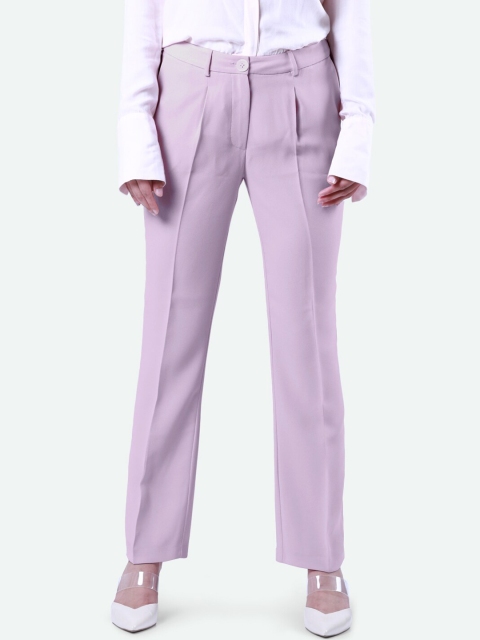 

QUA Women Lavender Tapered Fit Solid Regular Trousers