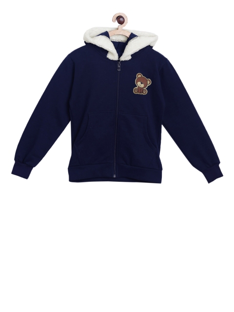

SWEET ANGEL Boys Navy Blue Solid Hooded Sweatshirt