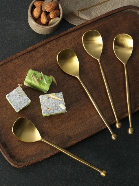 

ellementry Set of 4 Gold-Toned Handcrafted Sophiya Dessert Spoons