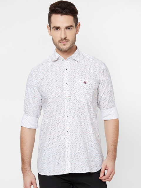 

Donzell Men White & Blue Regular Fit Floral Printed Casual Shirt