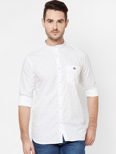 

Donzell Men White & Pink Regular Fit Printed Casual Shirt