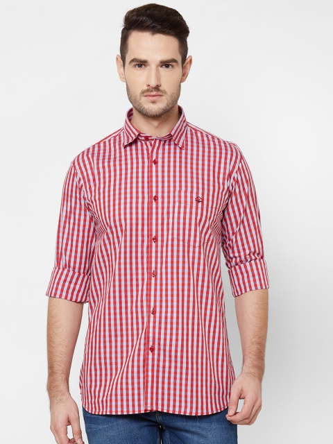

Donzell Men Red & Blue Regular Fit Checked Casual Shirt