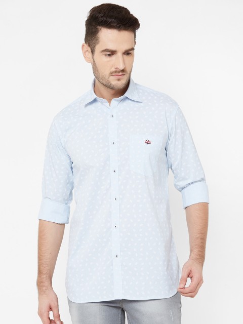 

Donzell Men Pastel Blue & White Tropical Print Casual Shirt
