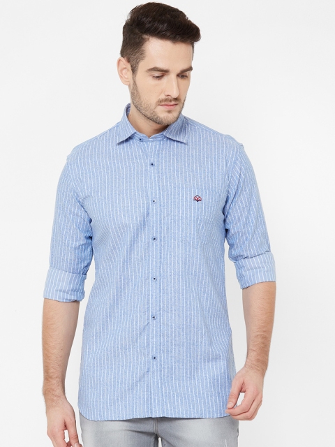

Donzell Men Blue & White Regular Fit Striped Casual Shirt