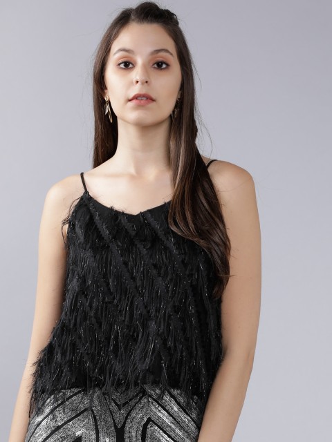 

Tokyo Talkies Women Black Embellished A-Line Top