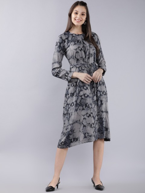

Tokyo Talkies Women Black Printed Fit and Flare Dress
