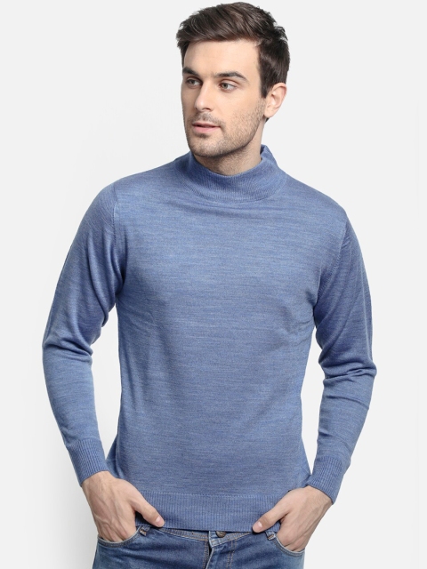 

Monte Carlo Men Blue Solid Woolen Pullover Sweater