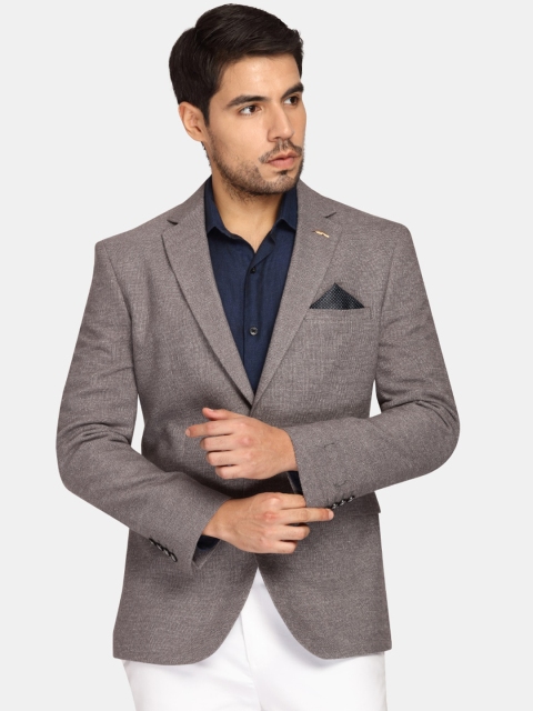 

Theme Men Grey Solid Single-Breasted Casual Blazer