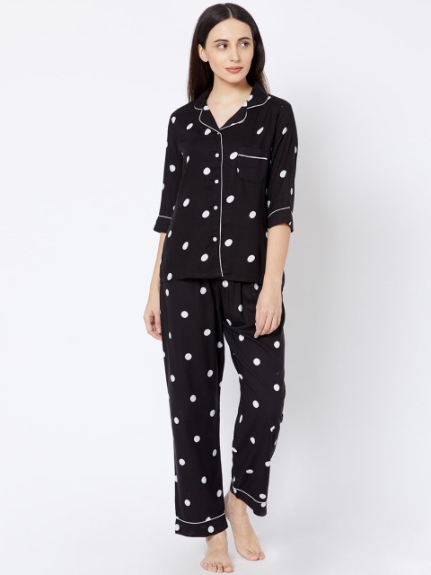 

Sweet Dreams Women Black Printed Night Suit
