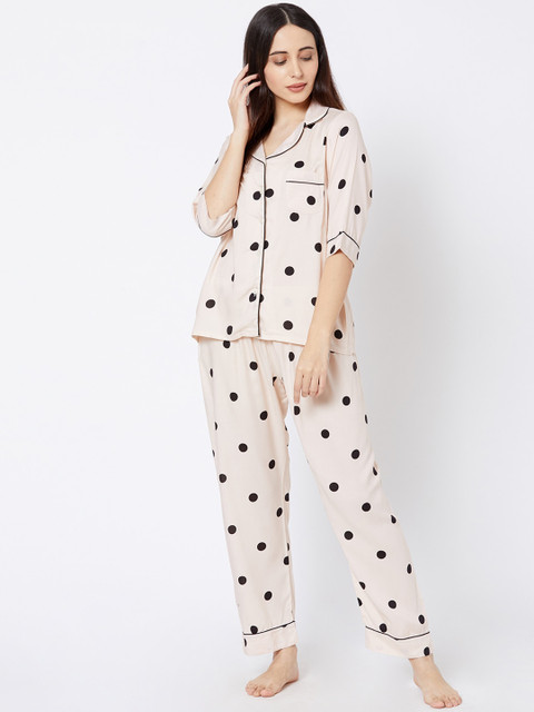 

Sweet Dreams Women White Printed Night suit