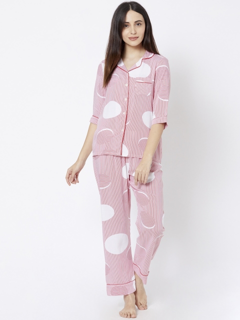 

Sweet Dreams Women Red & White Printed Night Suit