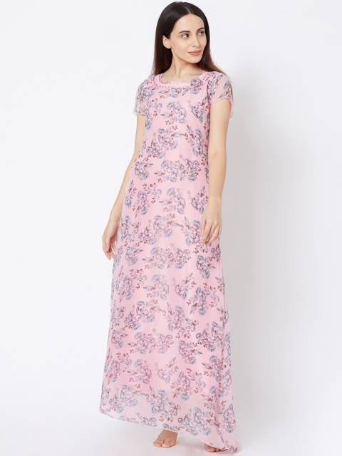 

Sweet Dreams Pink & Grey Printed Nightdress