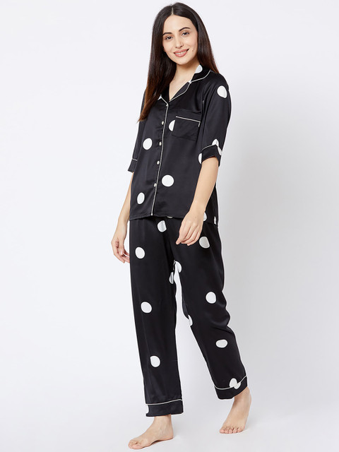 

Sweet Dreams Women Black Printed Night Suit