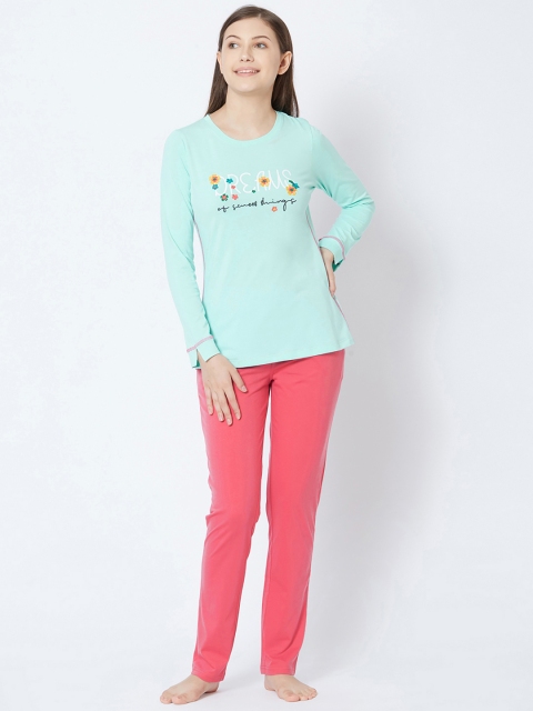 

Sweet Dreams Women Blue & Pink Printed Night suit