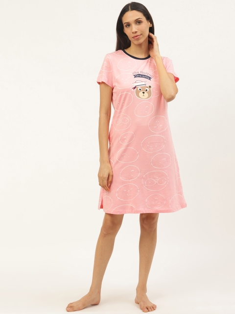 

Sweet Dreams Pink Pure Cotton Printed Nightdress