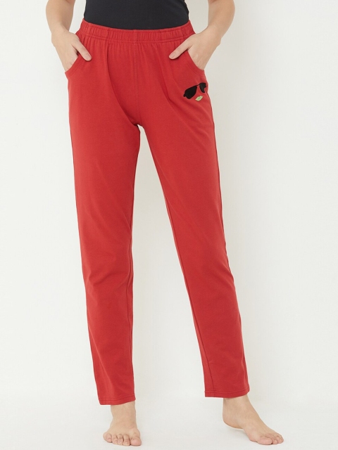 

Sweet Dreams Women Red Solid Lounge Pants