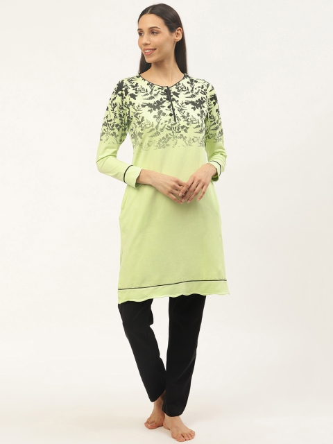 

Sweet Dreams Women Green & Black Leaf Print Night suit