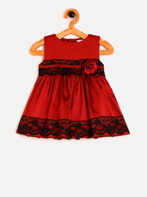 

Aomi Girls Maroon Solid Fit and Flare Dress