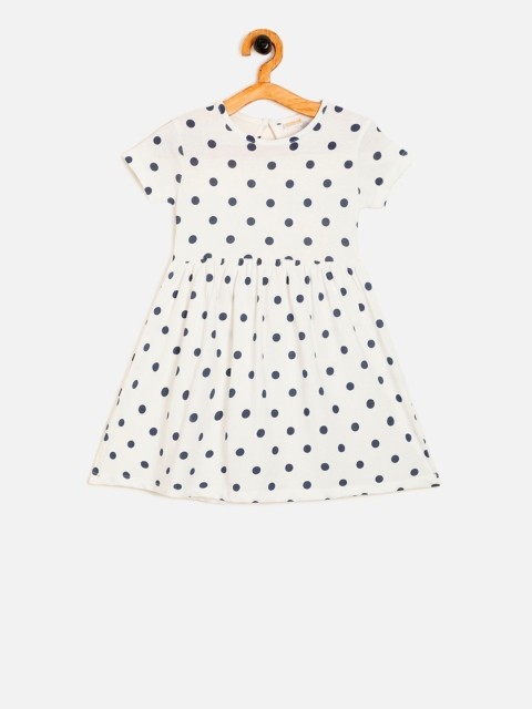

Aomi Girls Navy Blue Printed Fit and Flare Dress