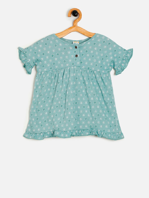 

Aomi Girls Green Printed A-Line Top