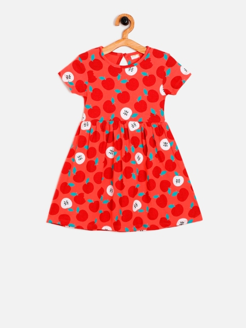 

Aomi Girls Red Printed A-Line Dress