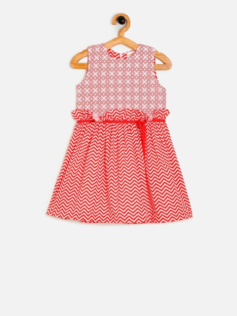 

Aomi Girls Red Printed Fit and Flare Dress