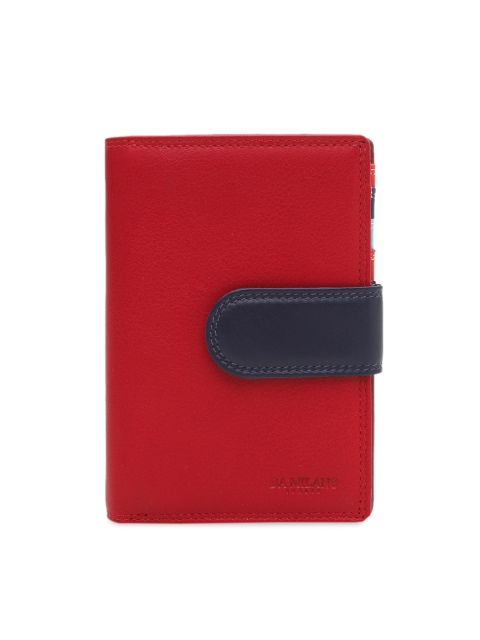 

Da Milano Women Red & Blue Colourblocked Leather Two Fold Wallet