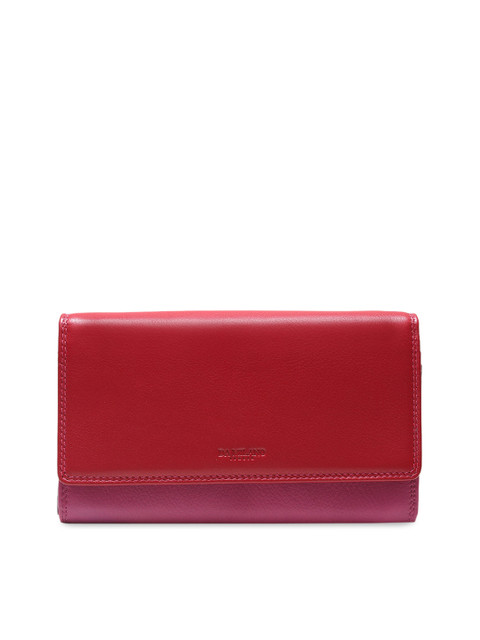 

Da Milano Women Red & Purple Colourblocked Leather Envelope Wallet