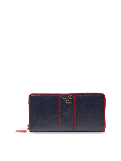 

Da Milano Women Blue & Red Textured Zip Around Leather Wallet