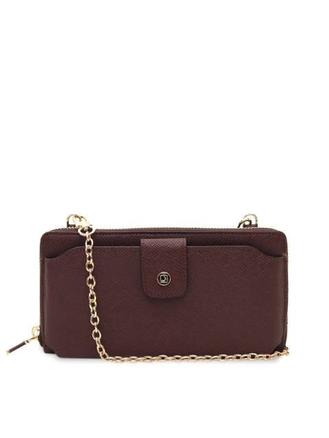 

Da Milano Women Burgundy Leather Textured Zip Around Wallet