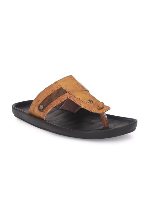 

Azzaro Black Men Tan Brown Solid Comfort Sandals