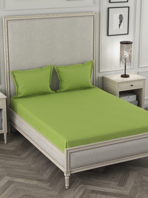 

ROSARA HOME Green Solid 210 TC Cotton 1 Queen Bedsheet with 2 Pillow Covers
