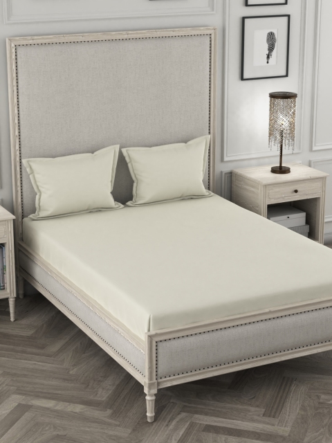 

ROSARA HOME Off-White Solid 210 TC Cotton 1 Queen Bedsheet with 2 Pillow Covers