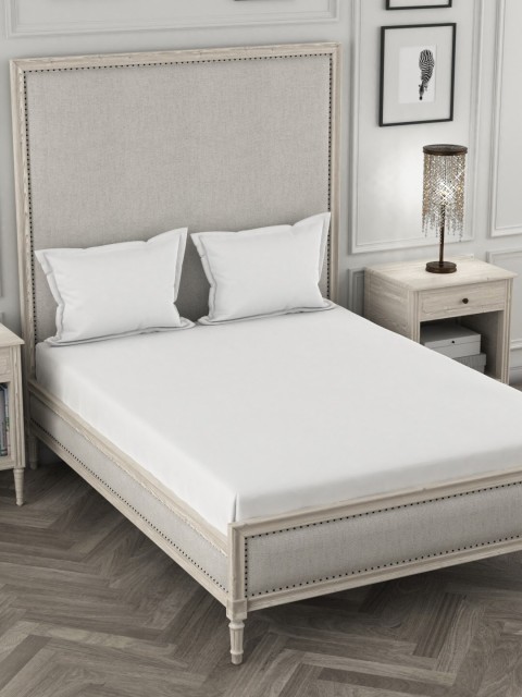 

ROSARA HOME White Solid 210 TC Cotton 1 Queen Bedsheet with 2 Pillow Covers