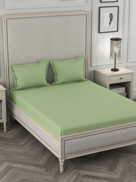 

ROSARA HOME Olive Green Solid 210 TC Cotton 1 Queen Bedsheet with 2 Pillow Covers