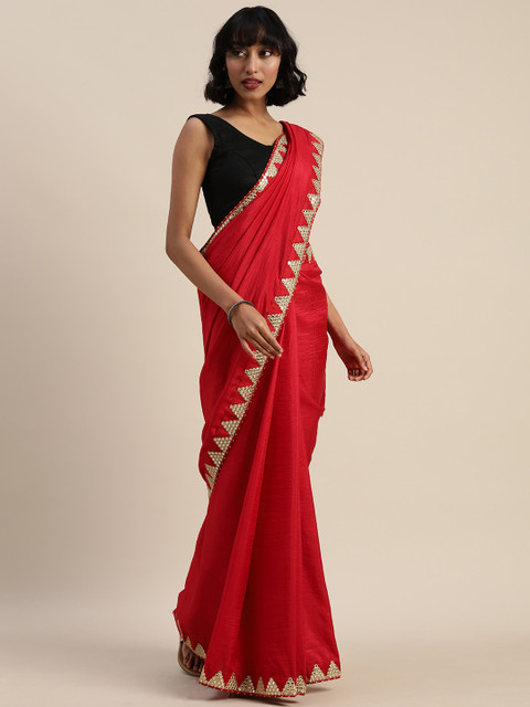 

Tikhi Imli Red Solid Art Silk Saree