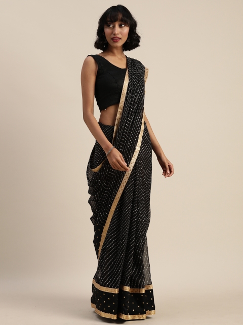 

Tikhi Imli Black Printed Poly Georgette Saree