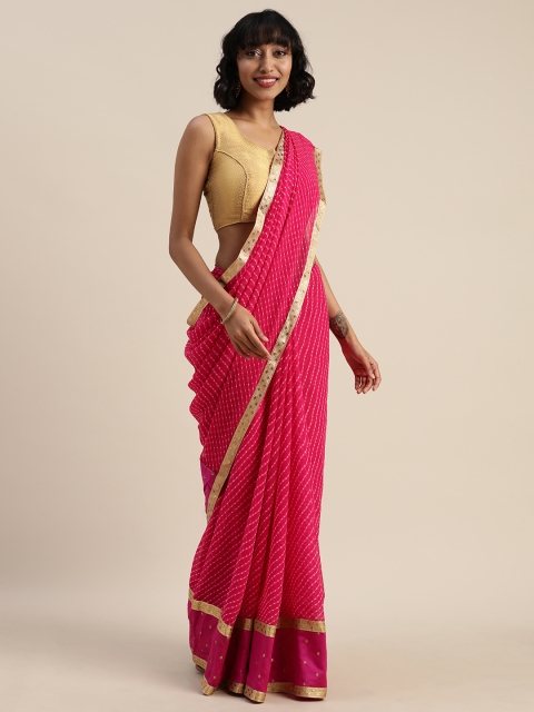 

Tikhi Imli Pink Printed Poly Georgette Saree