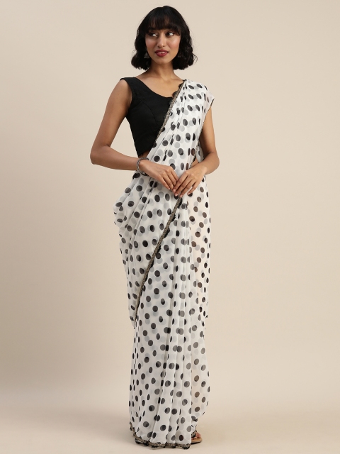 

Tikhi Imli White & Black Poly Georgette Printed Saree